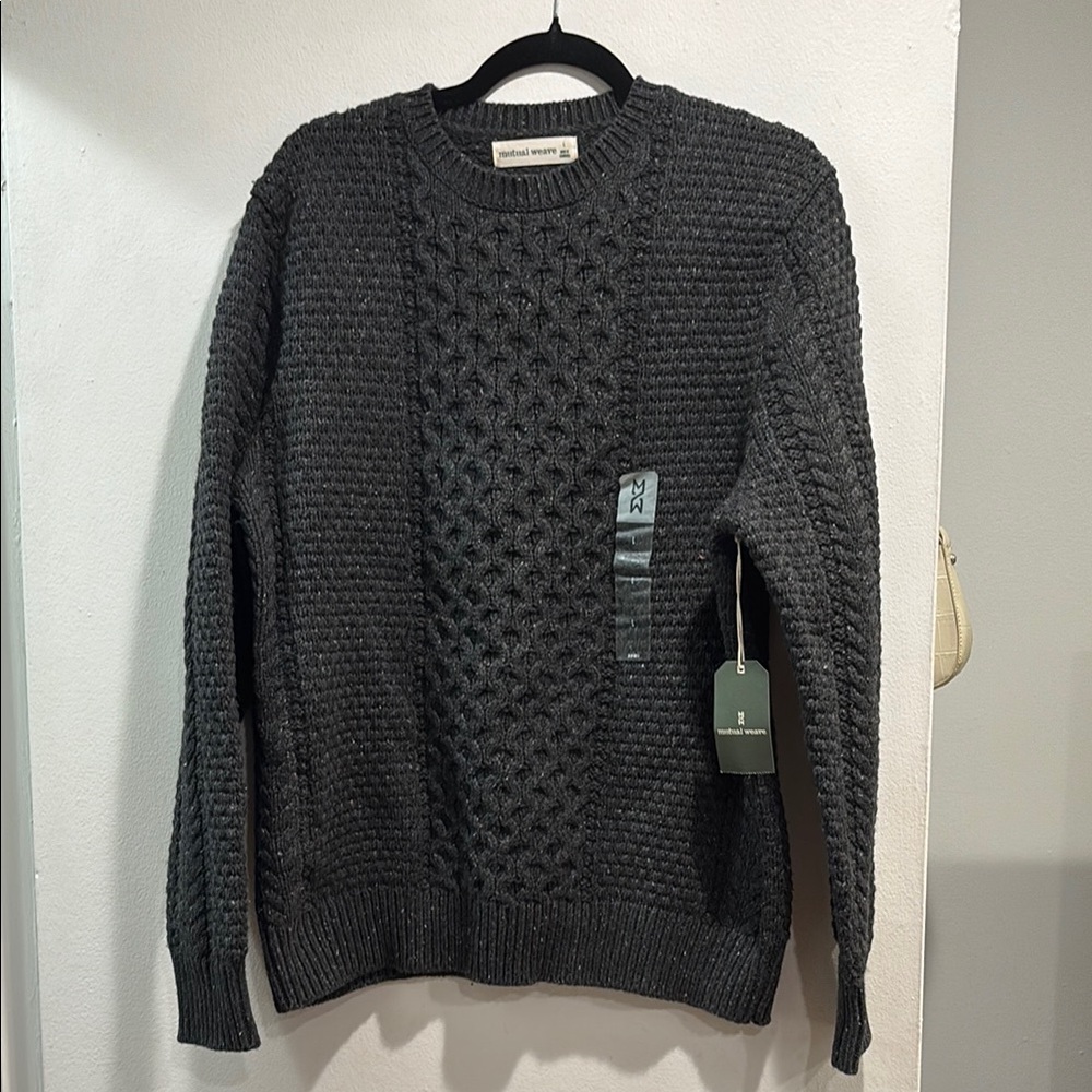 NWT Mutual Weave Charcoal Grey Knit Sweater
